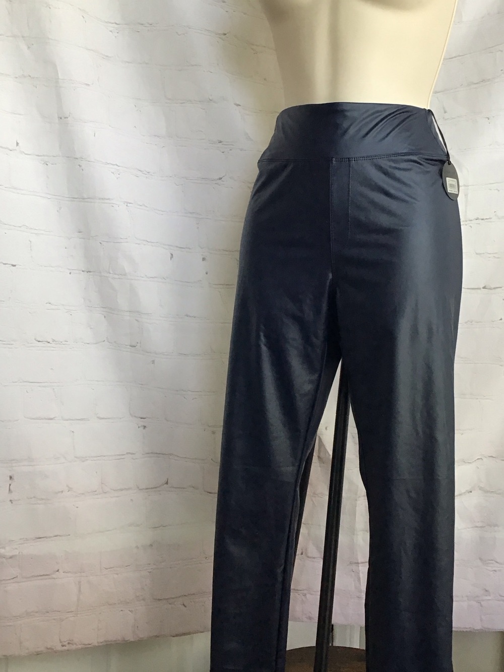 Offline Aerie Navy Wide-Leg Faux Leather Pants